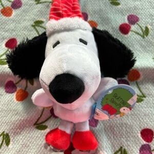 Festive Snoopy Dog Toy with Red Hat